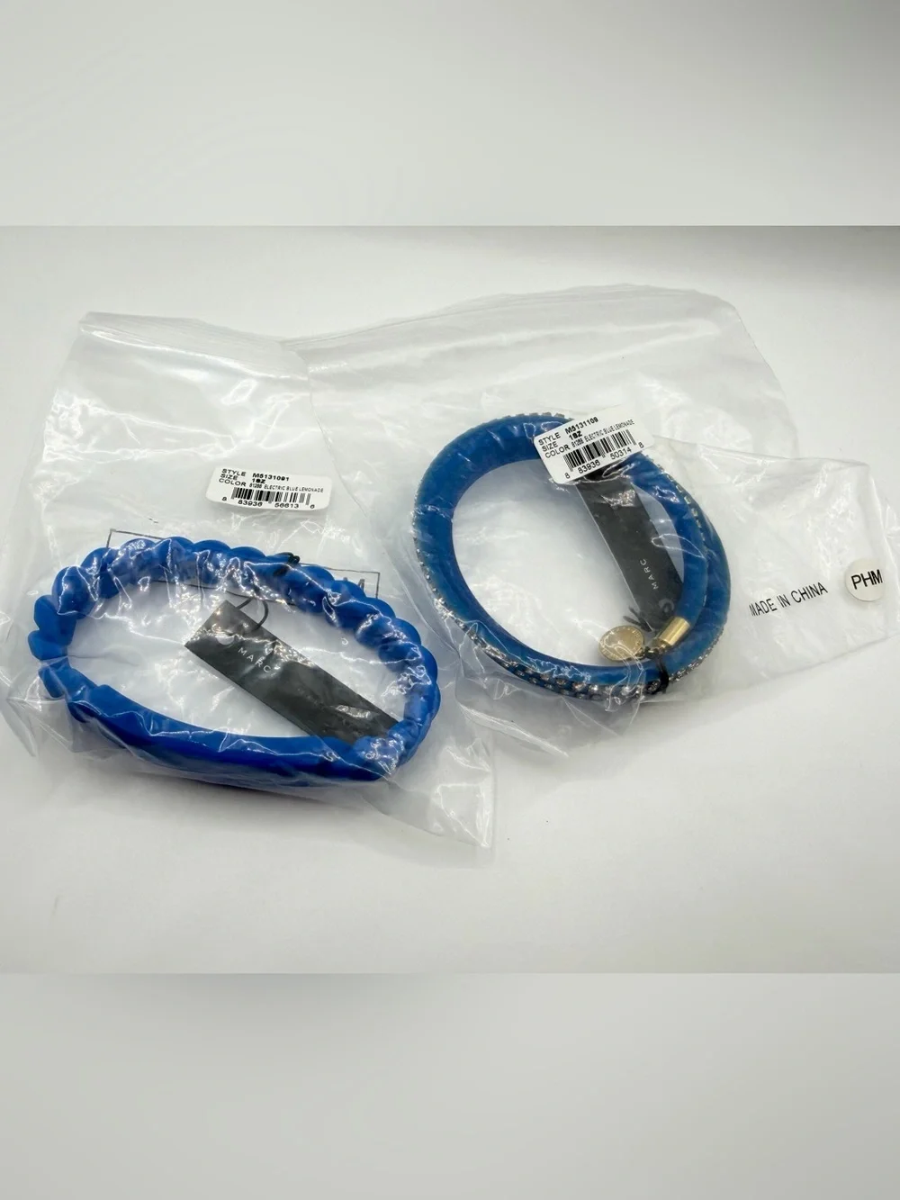 Marc by Marc Jacobs Electric Blue Bracelets Set of 2 NWT Crystal Chain